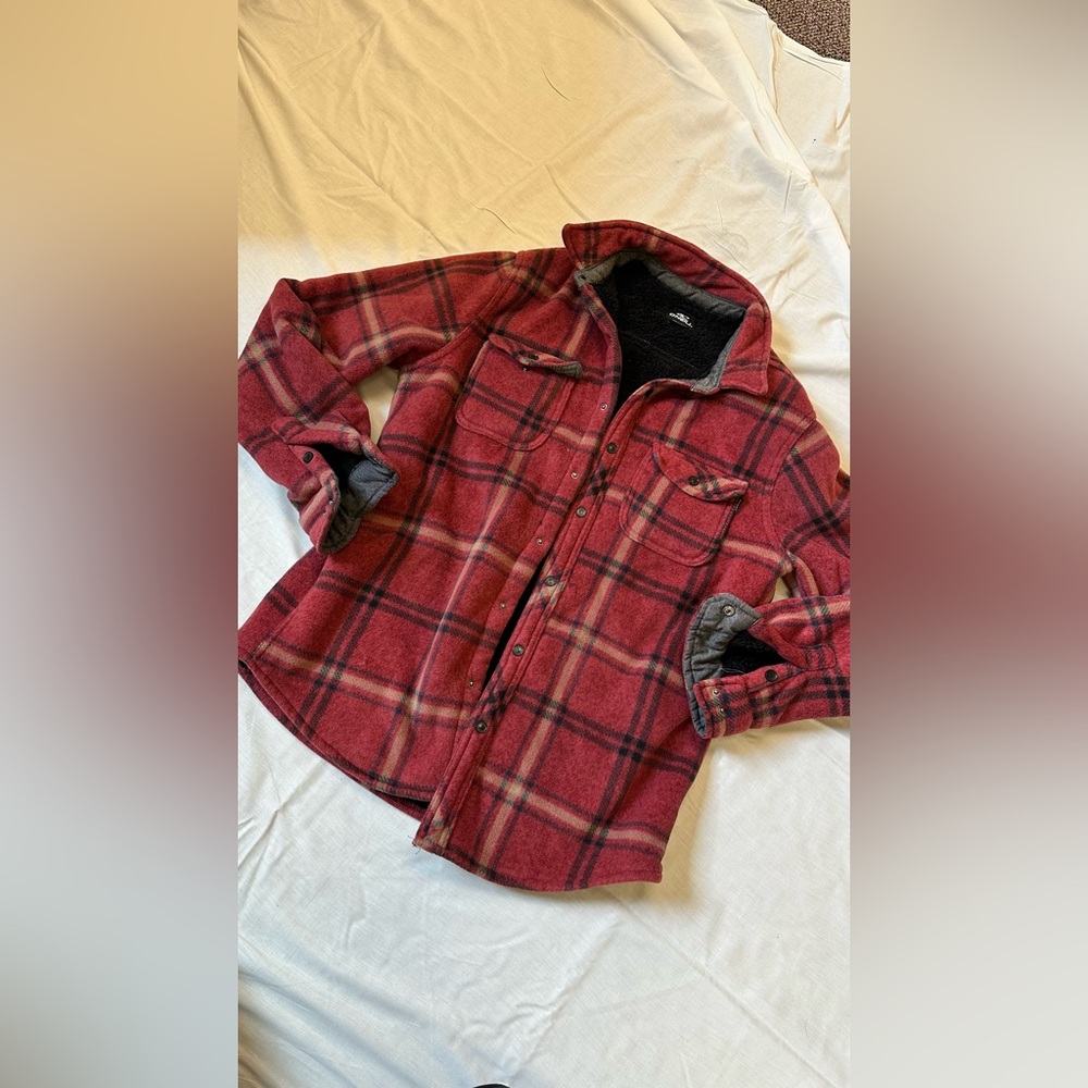 O'Neill Red Plaid fleece lined Jacket small